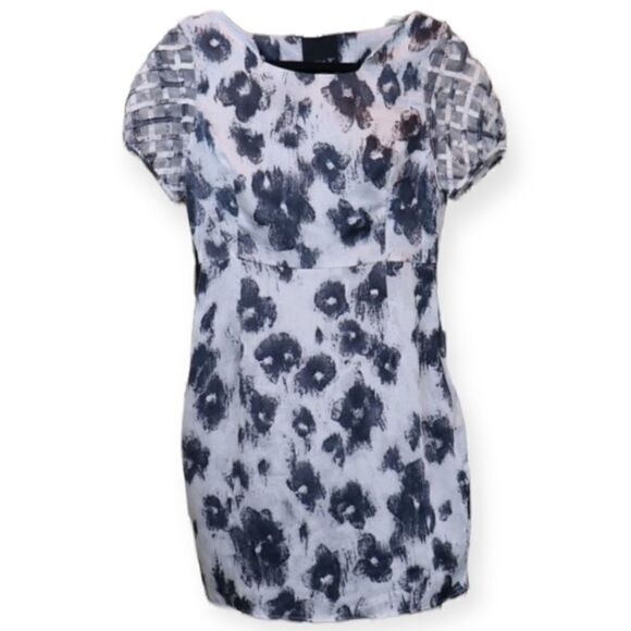 Aryn K.Black Satin Floral Mini Dress - Picture 1 of 8